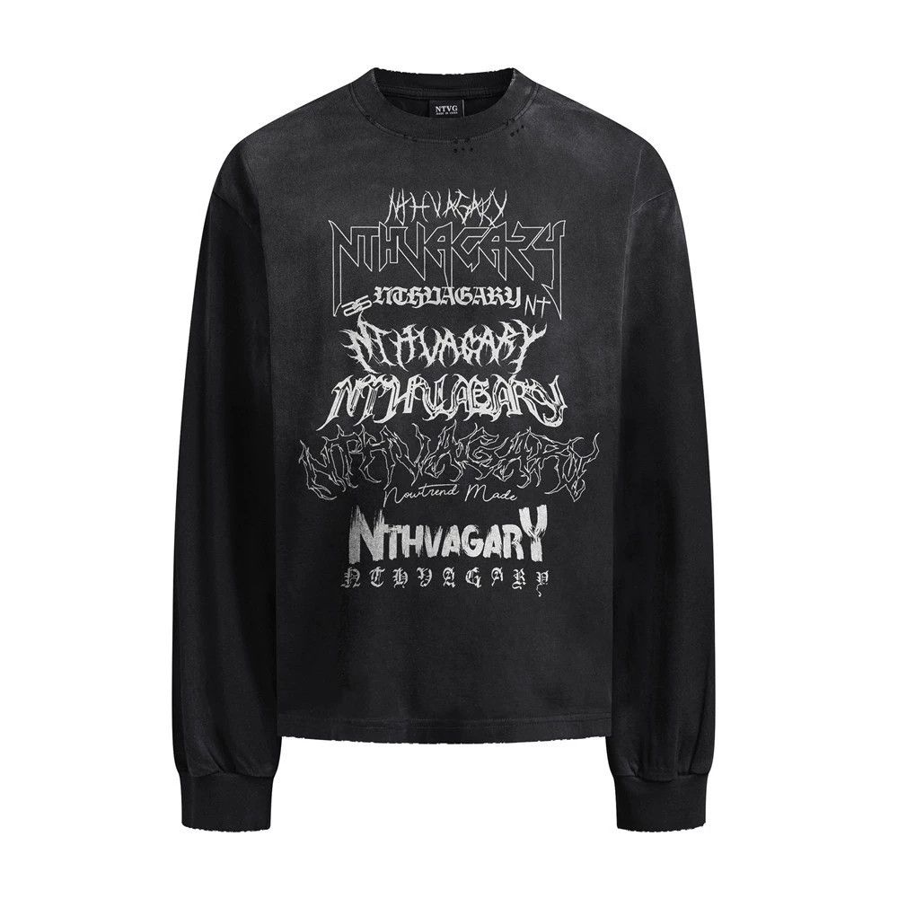 Vintage Men's casual distressed letter graffiti long-sleeved T-shirt Size US M / EU 48-50 / 2 - 1 Thumbnail