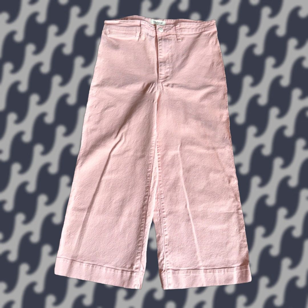 Madewell VINTAGE Madewell Womens Powder Pink Wide Leg Cropped High Waist Canvas Denim Jeans 28 Size 24" / US 00 / IT 34 - 1 Thumbnail