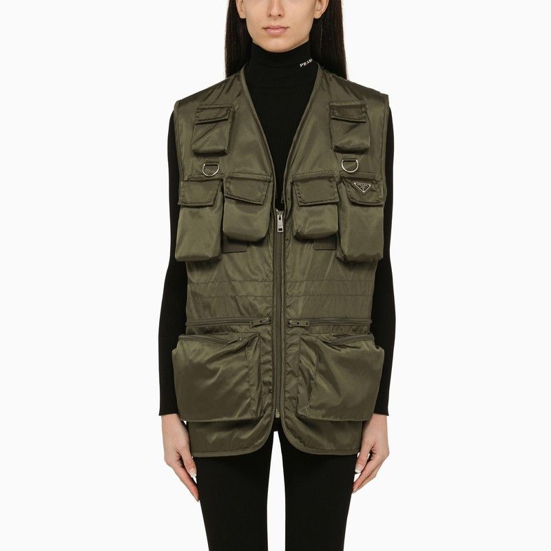 image of Prada Military Green-Coloured Re-Nylon Vest, Women's (Size XS)