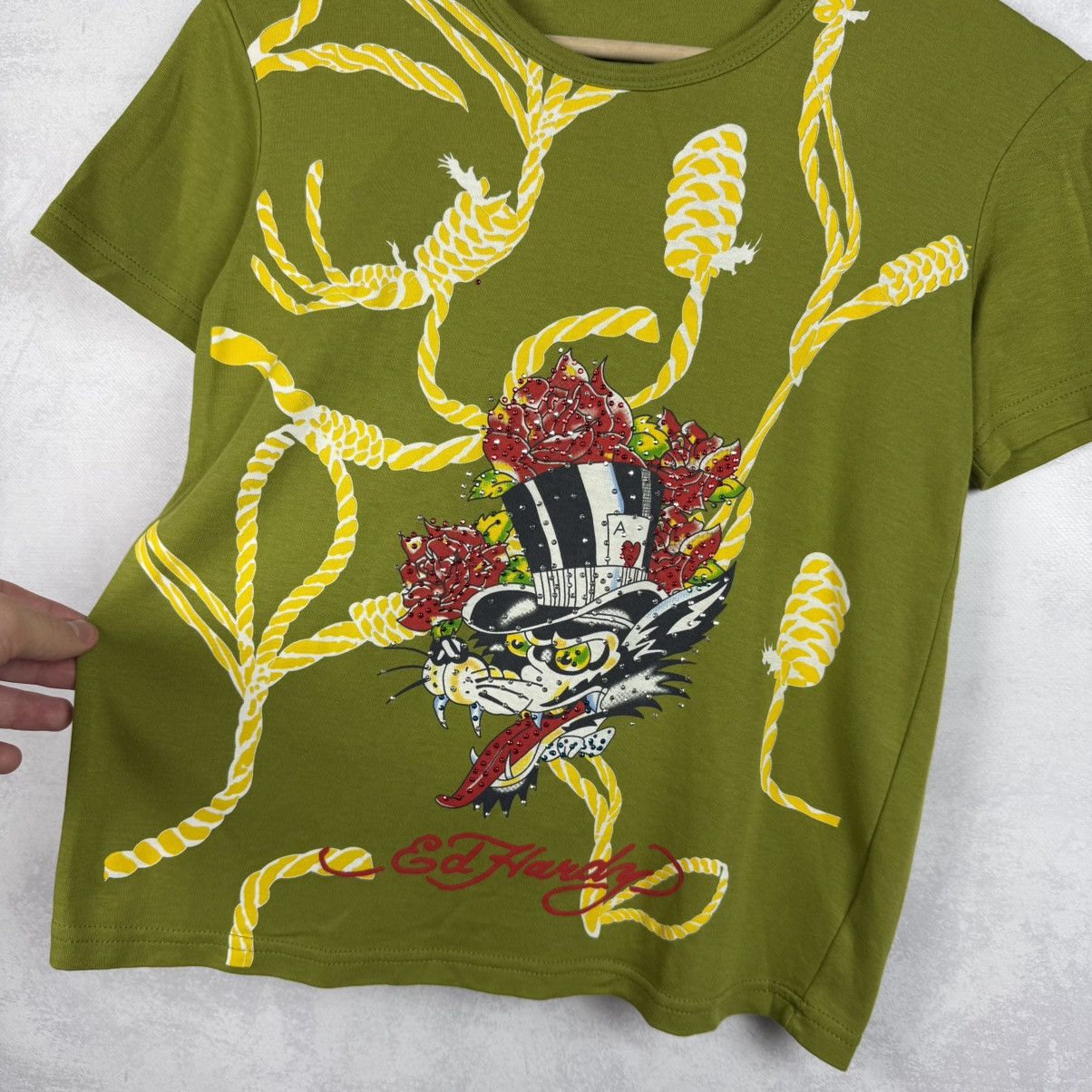 Ed Hardy × Vintage Vintage Y2K Ed Hardy By Christian Audigier Overprint T-Shirt Size XS / US 0-2 / IT 36-38 - 2 Thumbnail