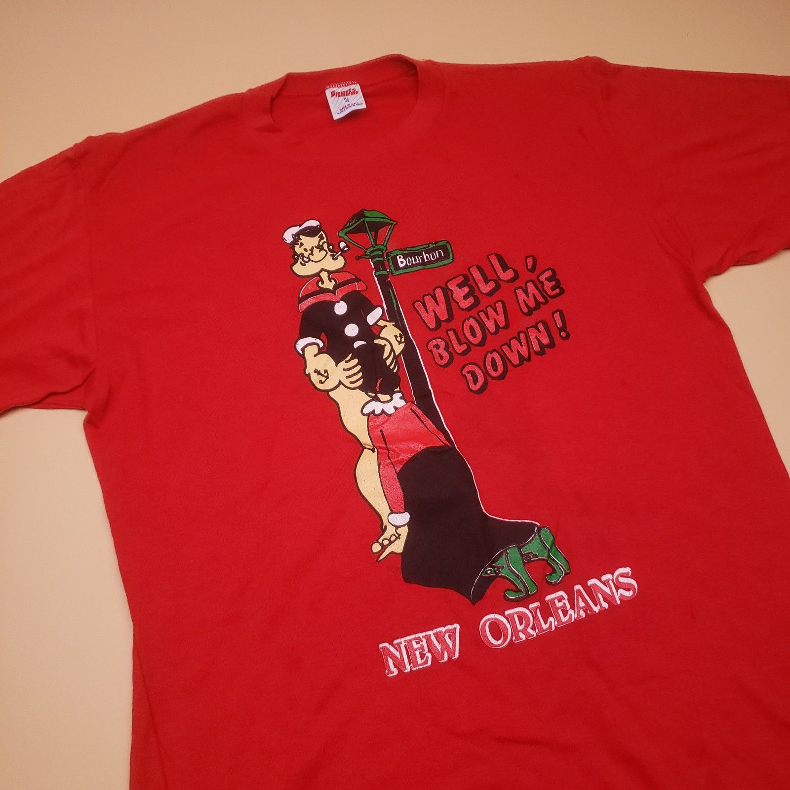 Vintage Vintage 80s Well, Blow Me Down! New Orleans Popeye Funny Tee Size US XL / EU 56 / 4 - 2 Thumbnail
