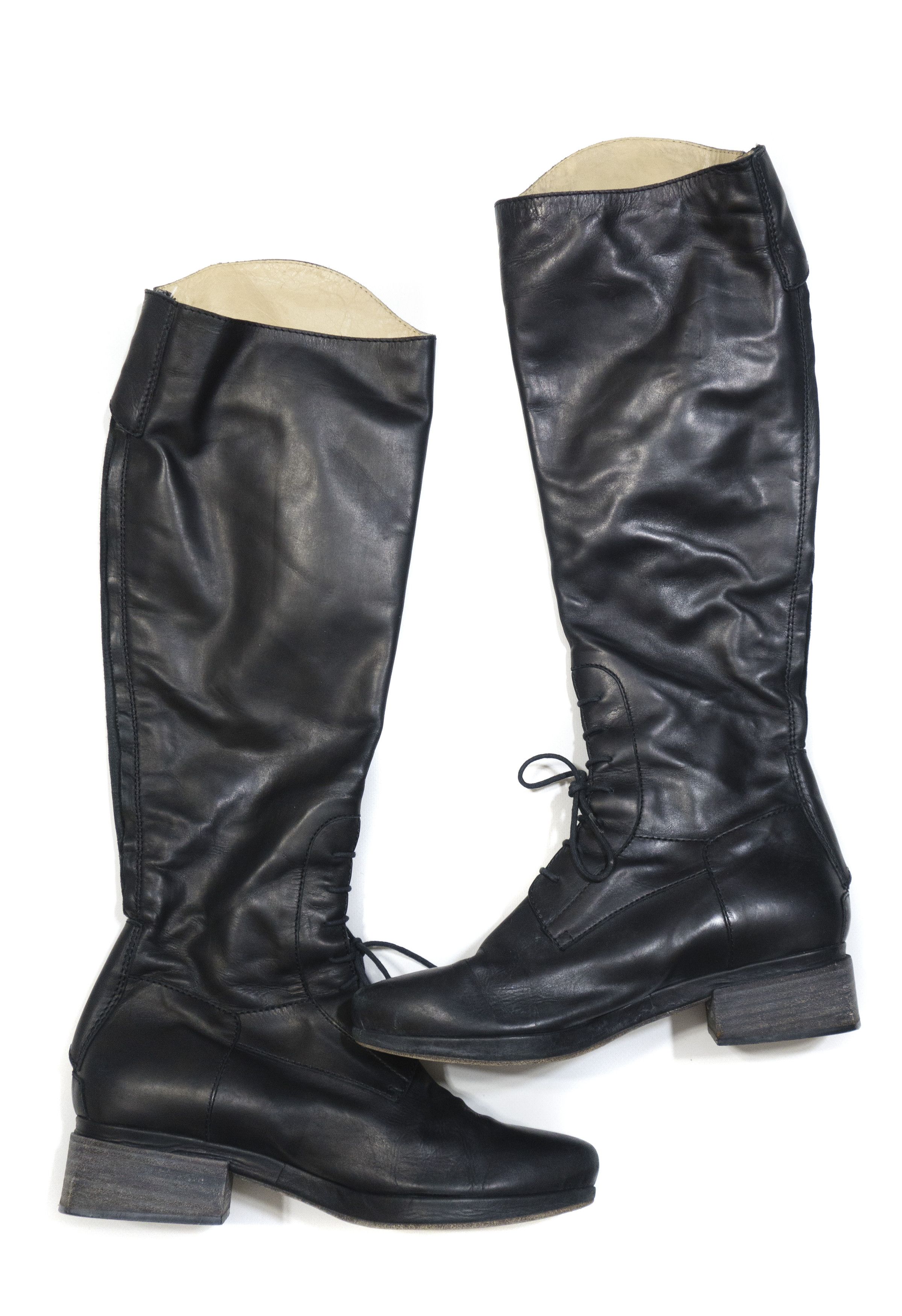 Veronique Branquinho High Combat Leather Boots Size US 8.5 / IT 38.5 - 3 Thumbnail