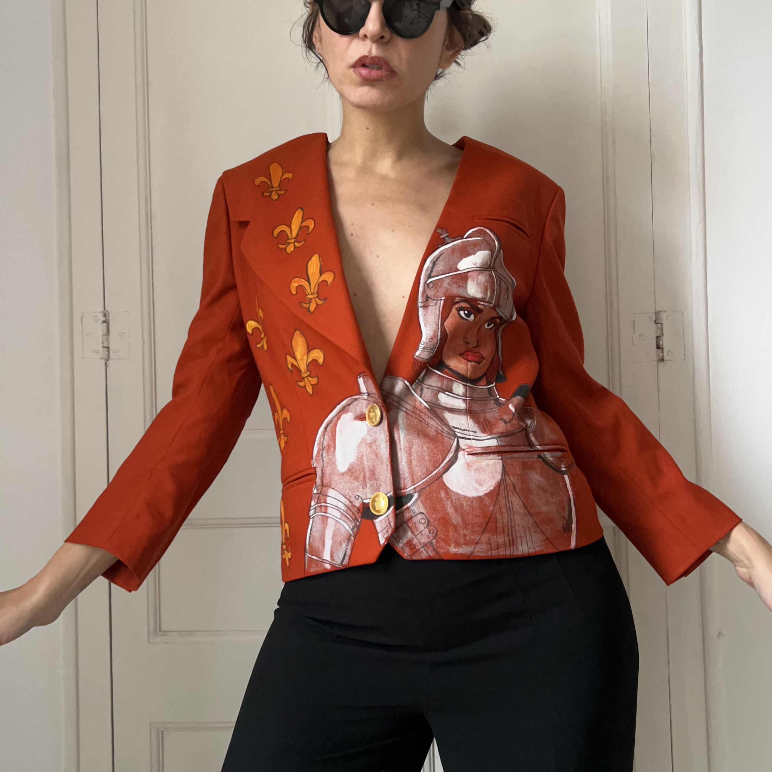 Custommade Hand Painted Joan of Arc Wool Blazer Size M / US 6-8 / IT 42-44 - 6 Thumbnail