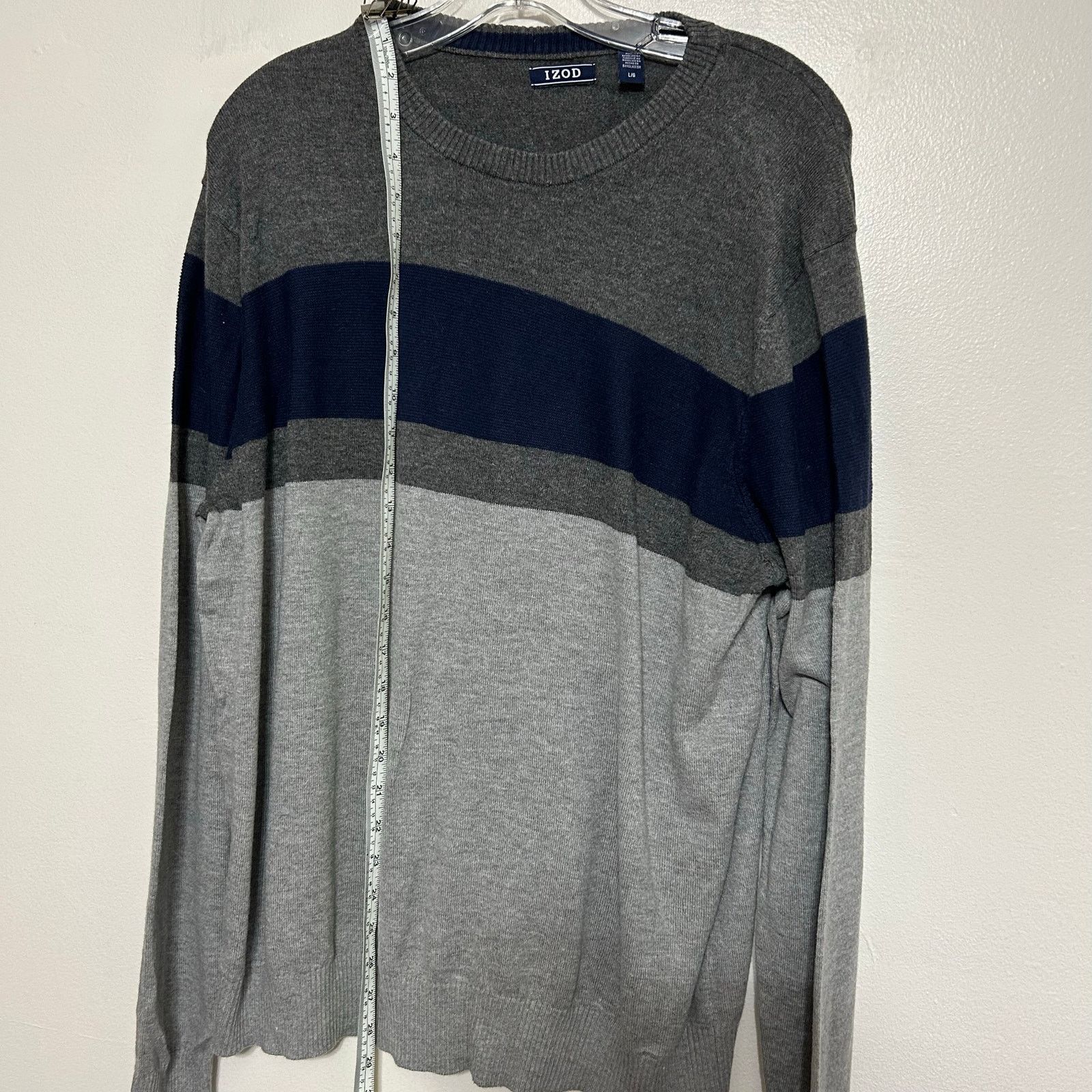 Izod IZOD Gray Blue Stripe Pullover Sweater Large Size US L / EU 52-54 / 3 - 3 Thumbnail