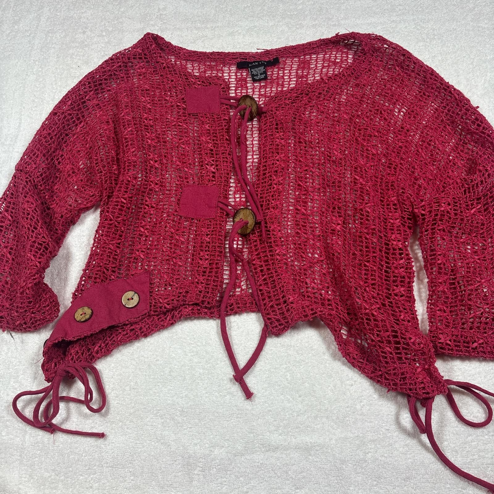 Other y2k pink crochet button up blouse Size S / US 4 / IT 40 - 2 Thumbnail