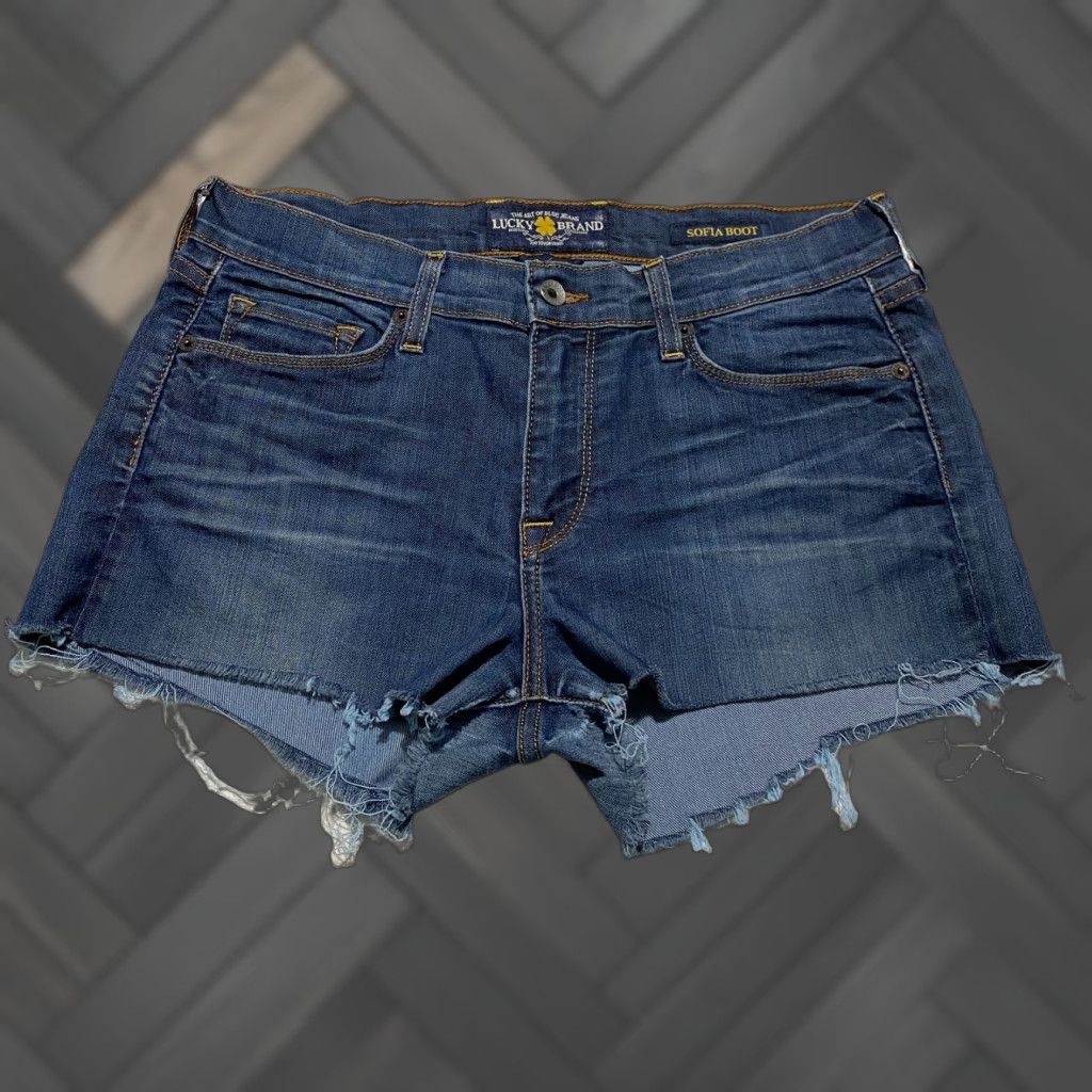 Lucky Brand Lucky Brand Womens Jean Shorts Size 10 Blue Denim Cutoff Shorty 5-Pocket Design Made in USA Shorts Womens Size 10 Blue Denim Cut-Off Shorty Size 32" / US 10 / IT 46 - 1 Thumbnail