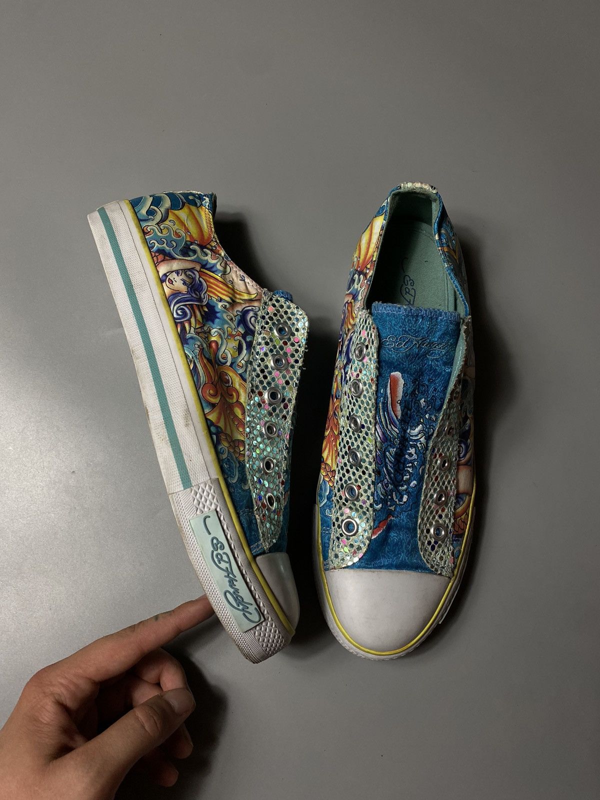 Ed Hardy × Vintage Ed Hardy rare bright sneakers with mermaid Size US 7 / EU 40 - 3 Thumbnail