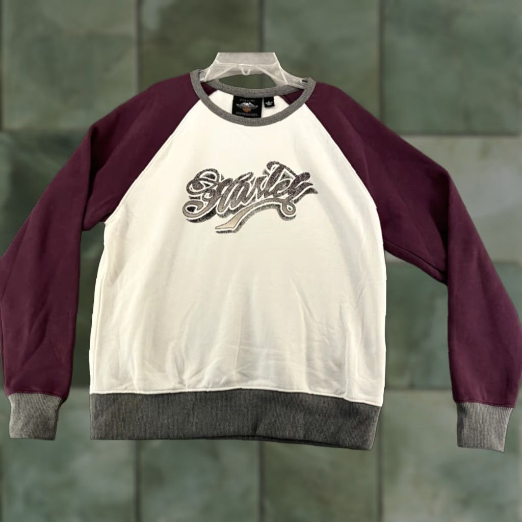 Harley Davidson Harley-Davidson Sweatshirt Women L White Purple Raglan Crewneck Graphic Logo Size L / US 10 / IT 46 - 1 Thumbnail