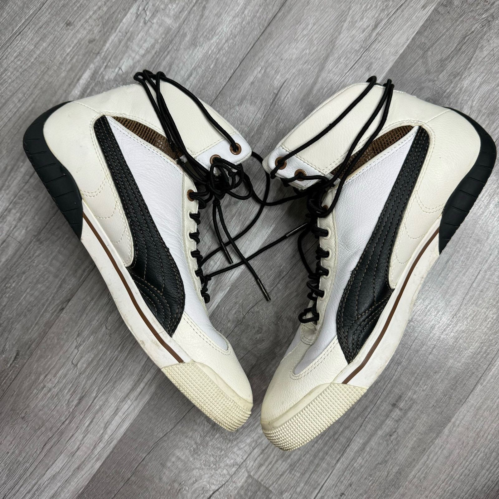 Puma Vintage Puma White Black Lace Up Mid Top Sneakers Bokette 8 Size US 8 / IT 38 - 5 Thumbnail