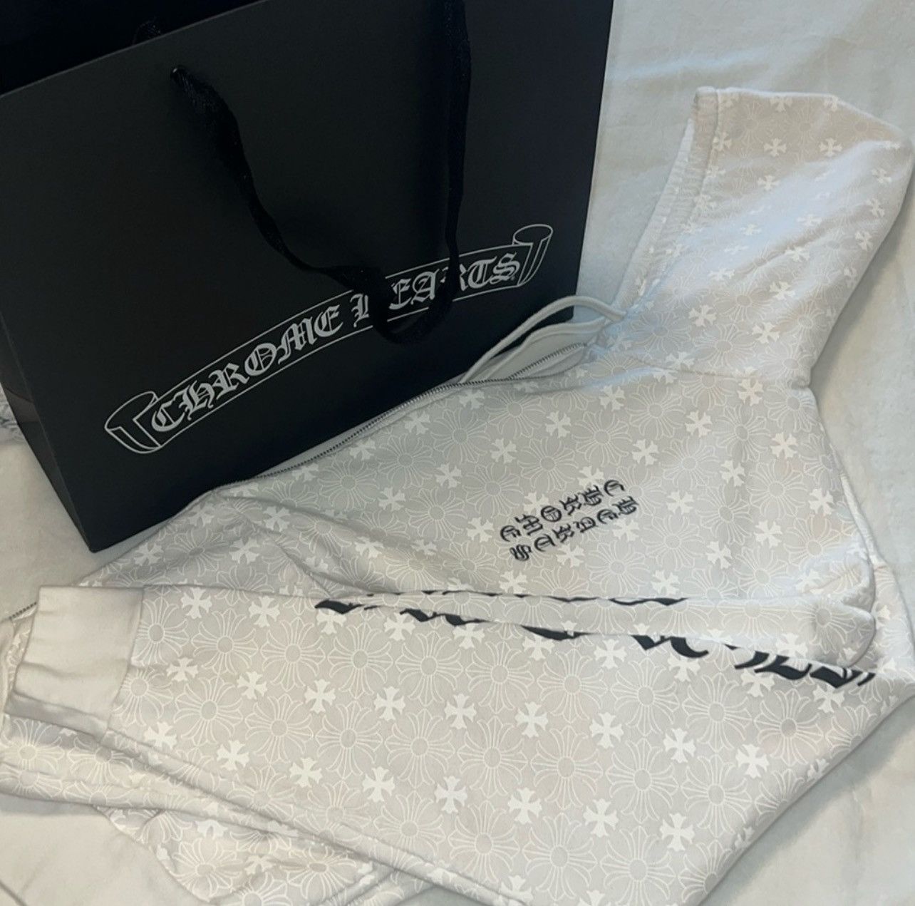 image of Chrome Hearts Plus Cross Horseshoe Zip Up in White, Men's (Size Small)