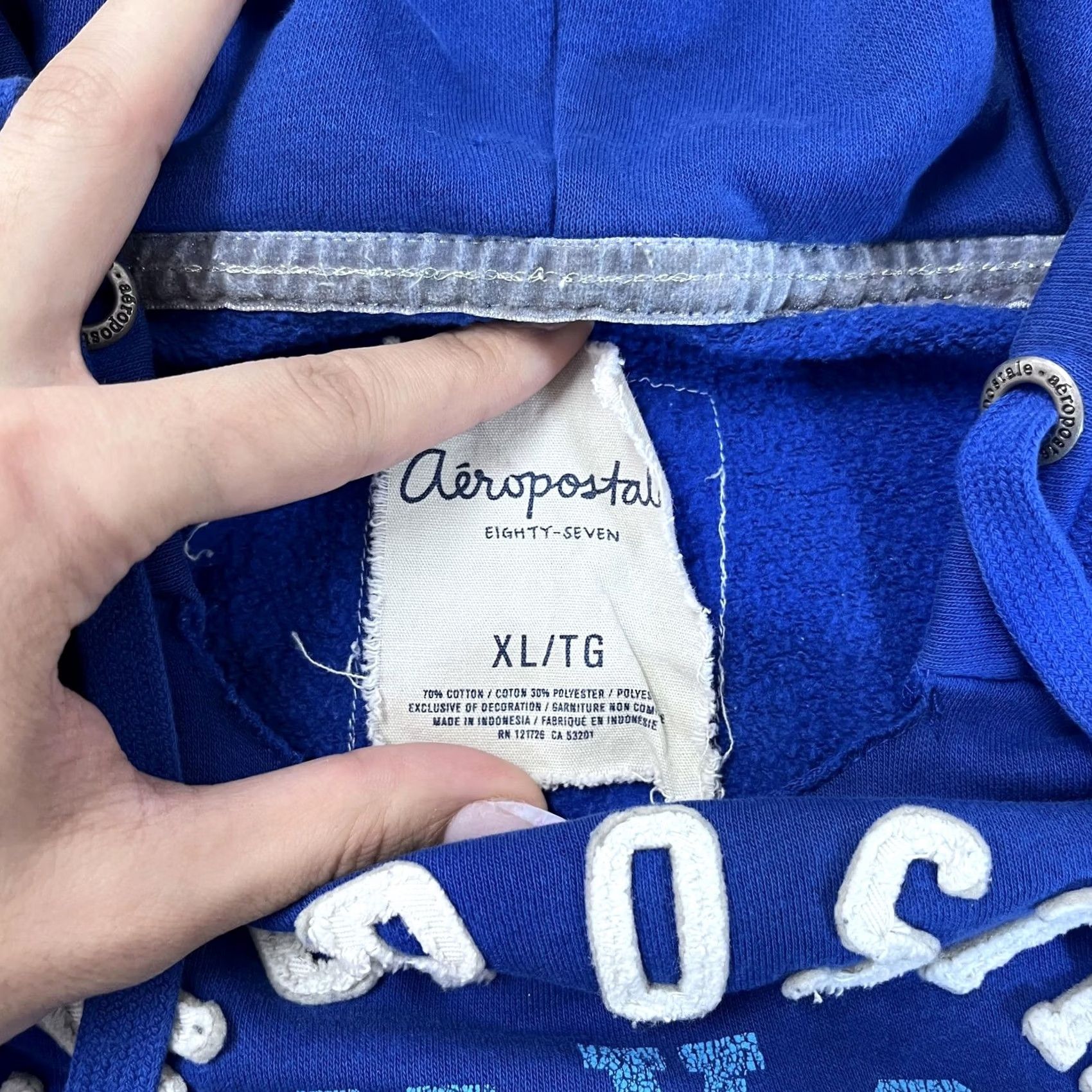 Aeropostale Aeropostale Hoodie Womens XL NYC Athletics 1987 Pullover Kangaroo Blue Royal Graphic Print Embroidered Logo Size XL / US 12-14 / IT 48-50 - 2 Thumbnail
