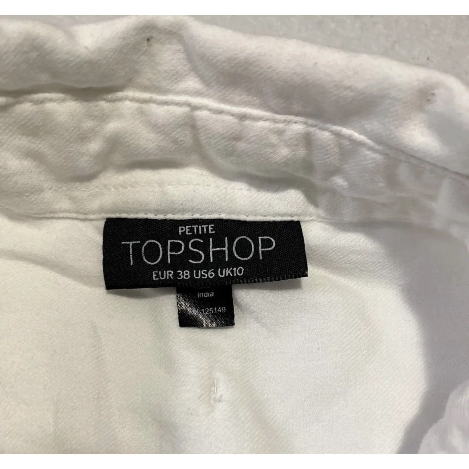 Topshop Topshop Shirt Dress Womens Size 6 Long Sleeve White Linen Cotton Button Collared Casual Short Dress 28-23 Size M / US 6-8 / IT 42-44 - 3 Thumbnail