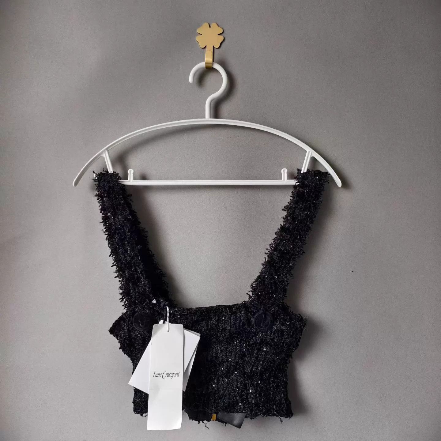 Balmain BALMAIN button-embellished tweed cami top women's Size XXS / US 00 / IT 34 - 1 Thumbnail