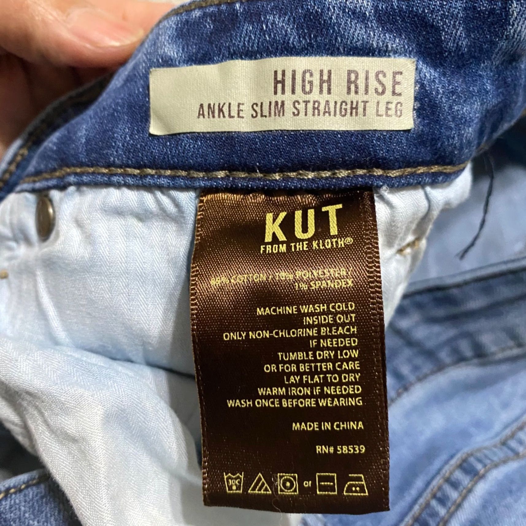 Vintage KUT from the Kloth Womens Jeans Blue Denim High Rise Ankle Slim Straight Leg 6 Size Regular 28in Inseam 5-Pocket Design Womens Size 28" / US 6 / IT 42 - 4 Thumbnail