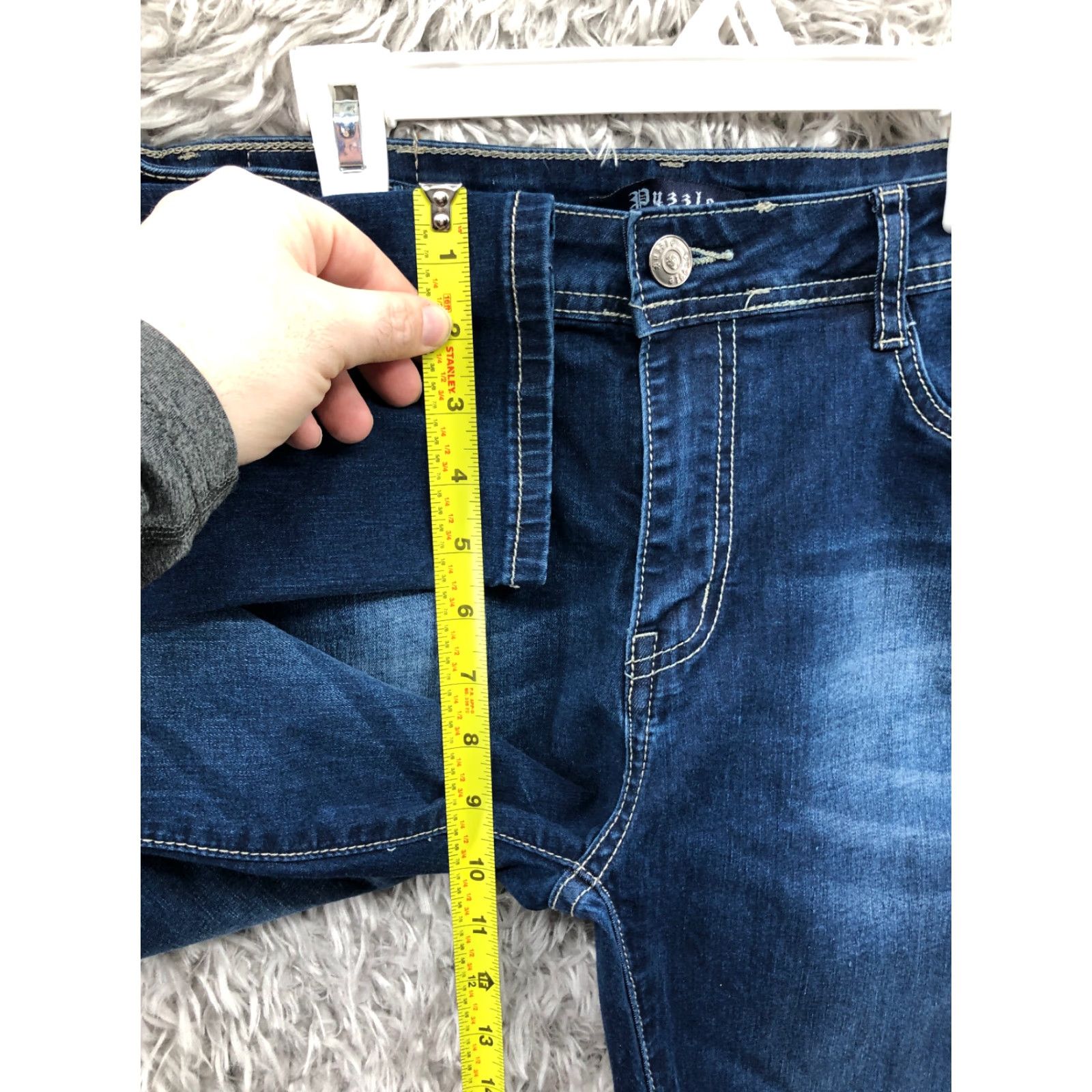 Denime Puzzle Jeans Juniors Jeans Size 9/10 Mid Rise Dark Wash Blue Denim Skinny Capri Size 30" / US 8 / IT 44 - 4 Thumbnail