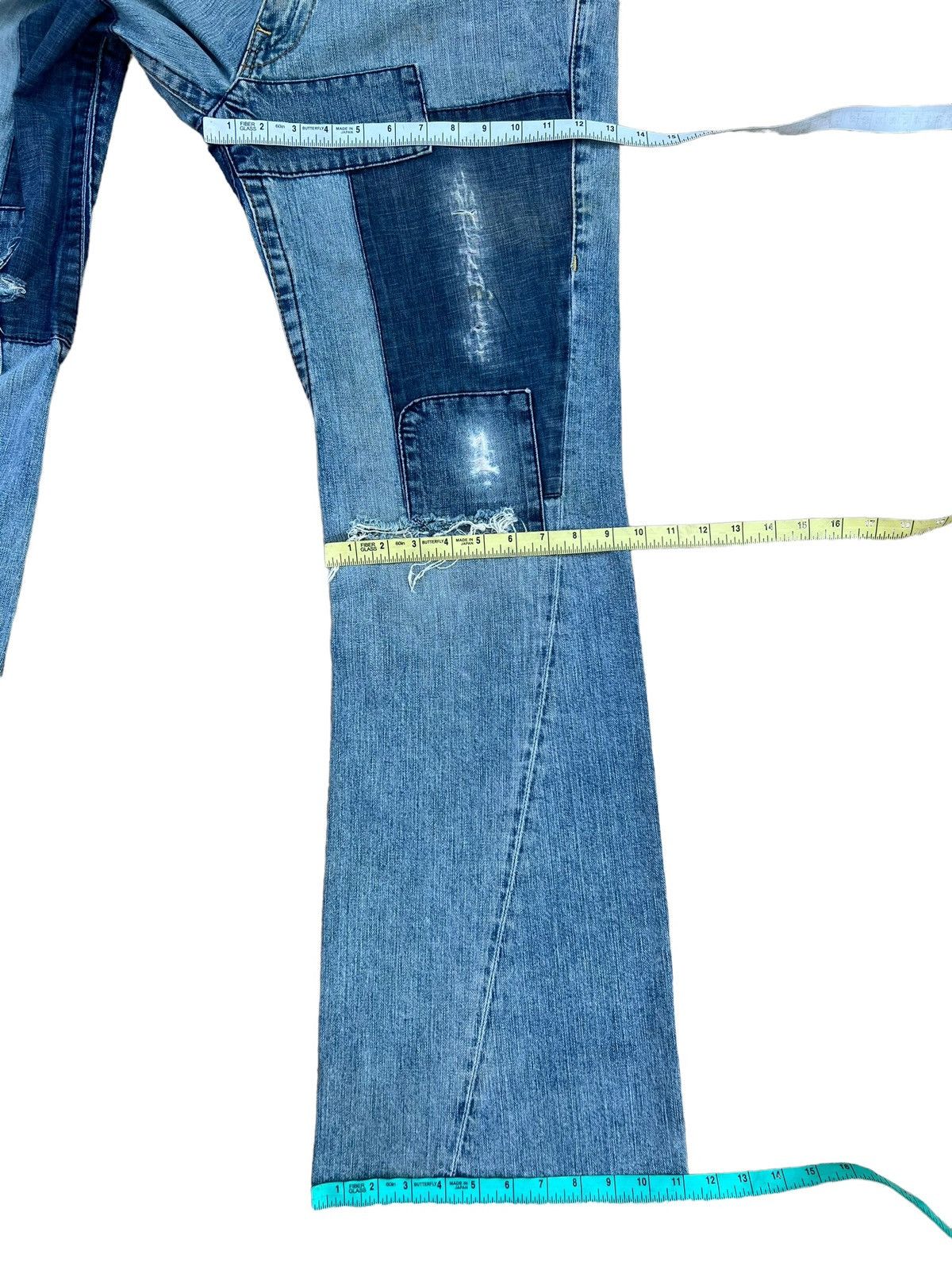 True Religion VTG 00s TR Big Rig Stone&Tint Rips Patchwork Flare Jeans Size US 34 / EU 50 - 4 Thumbnail