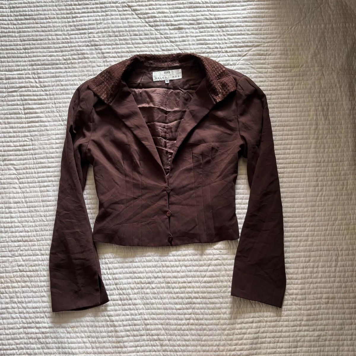 Balenciaga Balenciaga Vintage Cropped Satin Blazer Size S / US 4 / IT 40 - 1 Thumbnail