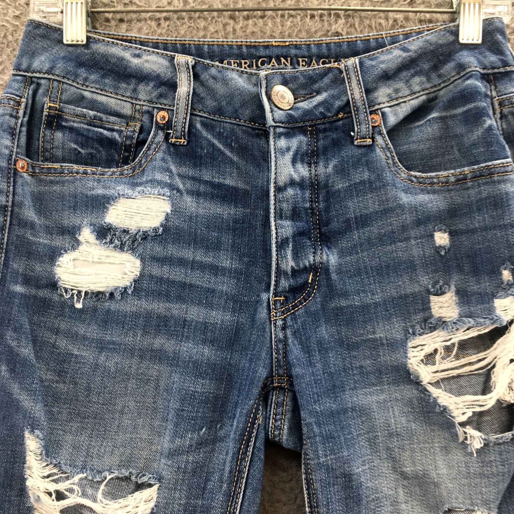 American Eagle Outfitters American Eagle Outfitters Jeans Womens 0R Skinny Blue Distressed 28x29 Classic 5-Pocket Denim Regular Rise Mens? Size 25" / US 0 / IT 36 - 2 Thumbnail