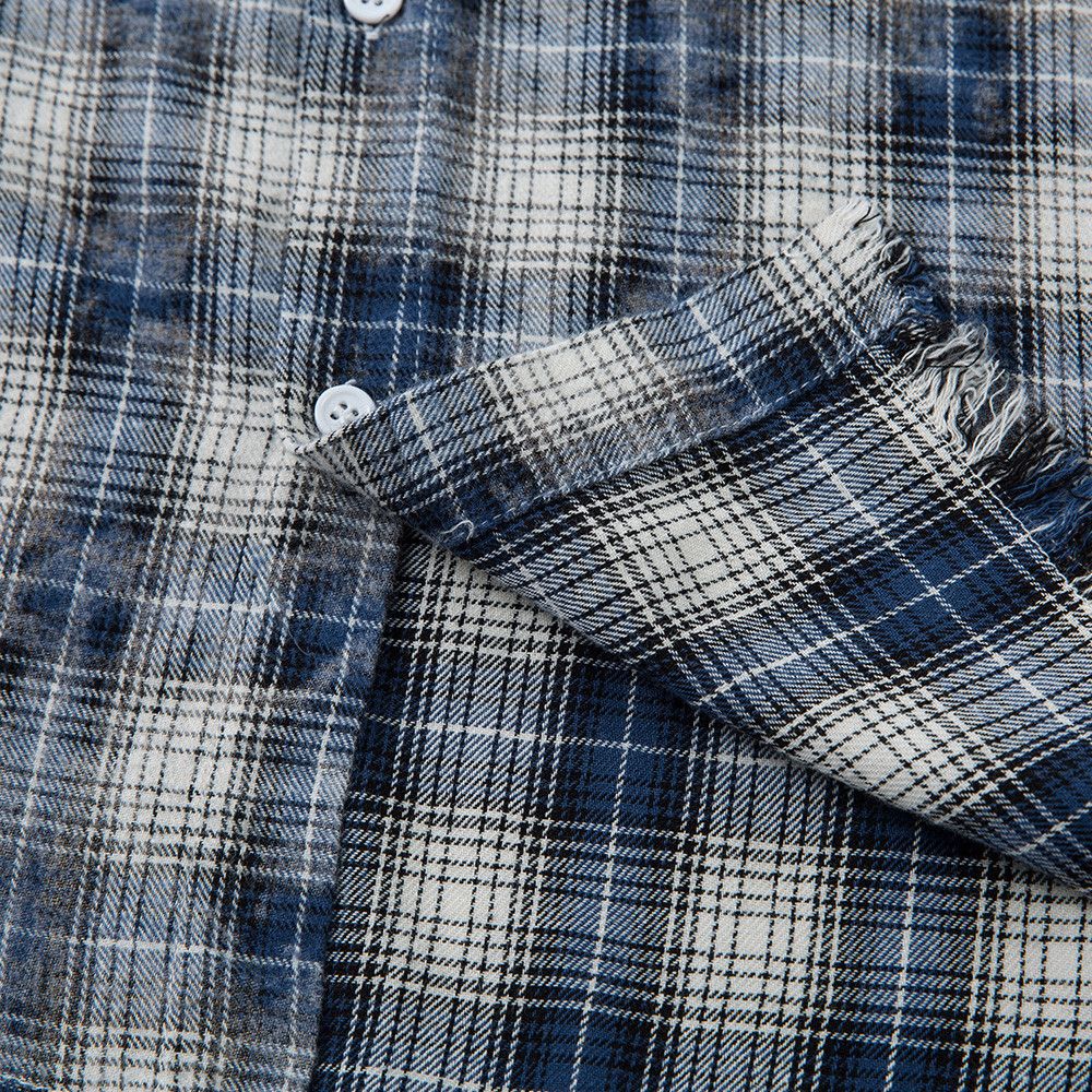 Japanese Brand × Vintage Men's distressed raw edge retro casual plaid shirt Size US L / EU 52-54 / 3 - 5 Thumbnail