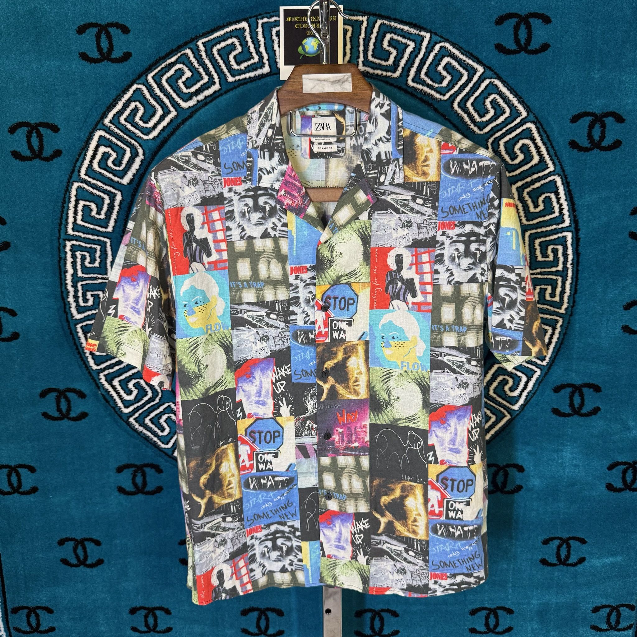 Zara SOMETHING NEW PATCHWORK MOTIF S/S CUBAN BUTTON UP Size US M / EU 48-50 / 2 - 1 Preview