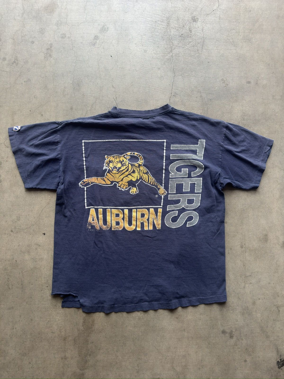 FADED 80’S Auburn Tigers DISTRESSED Pocket Tee