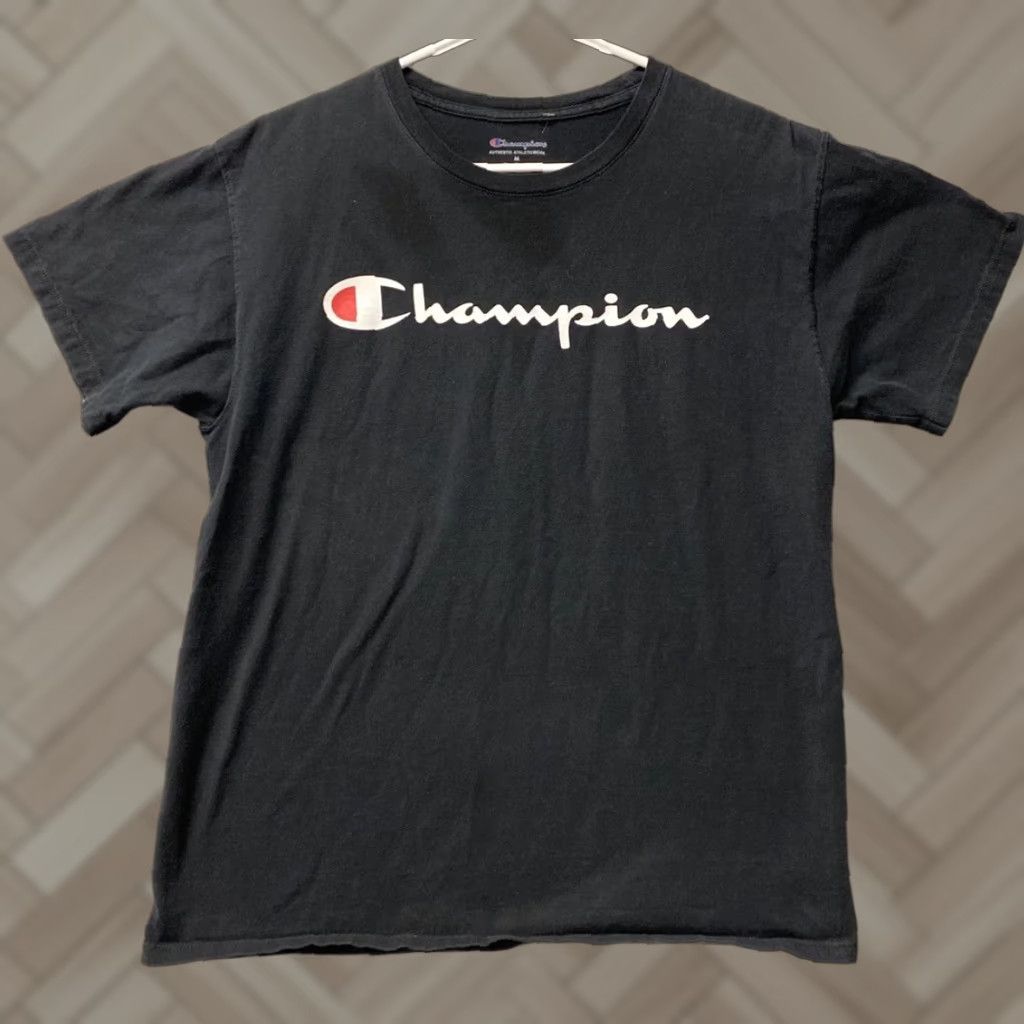 Champion Champion Men's Casual T-Shirt M Black Short Sleeve Spellout Logo Size US M / EU 48-50 / 2 - 1 Thumbnail