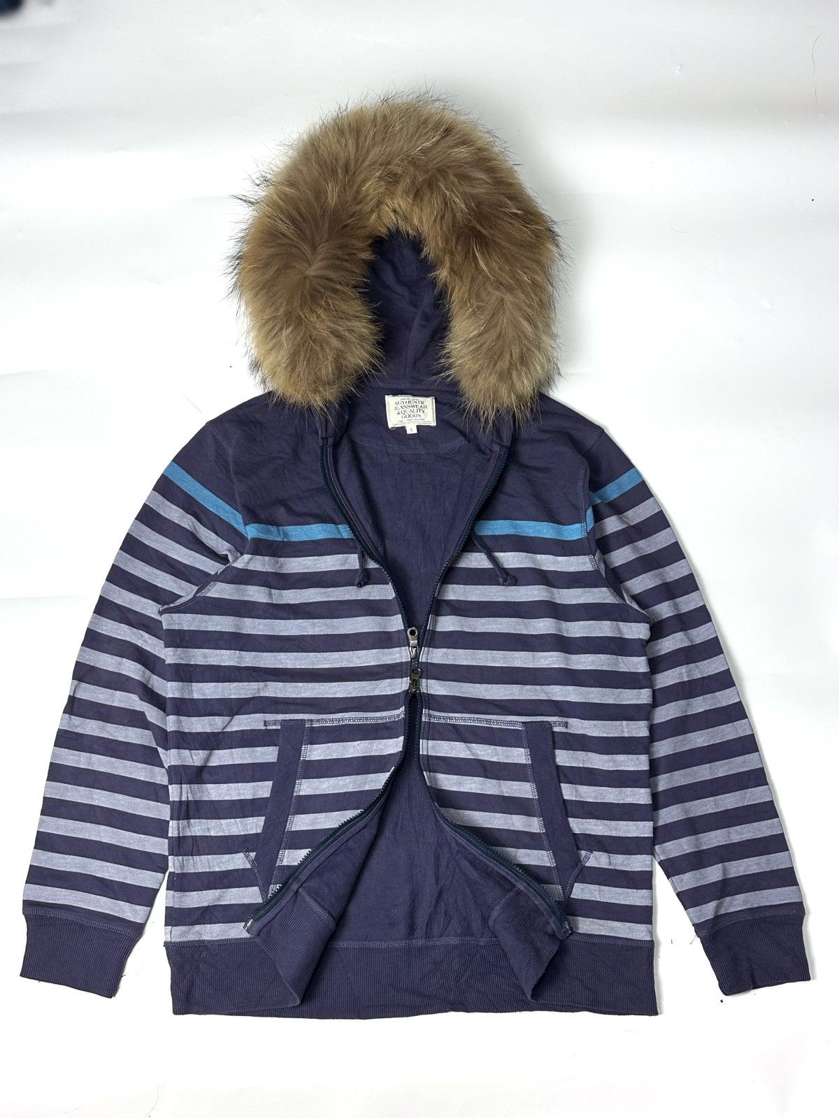 Hysteric Glamour × Japanese Brand × Le Grande Bleu (L.G.B.) Fur hoodie stripe 2000s Japanese ifsix lgb styled Size US L / EU 52-54 / 3 - 1 Thumbnail