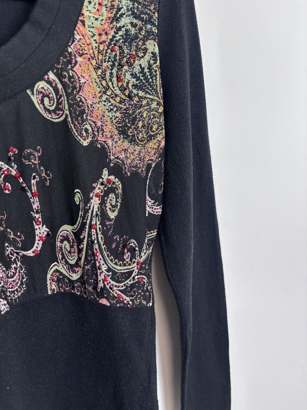 Roberto Cavalli Roberto Cavalli Vintage Women’s Rhinestones Long Sleeve Tee Size XL / US 12-14 / IT 48-50 - 7 Thumbnail