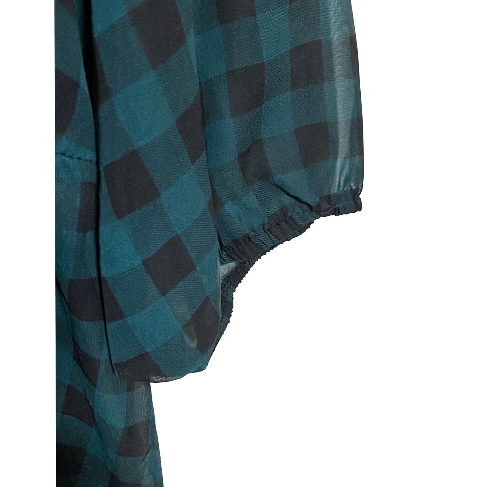Torrid Torrid Green Gingham Chiffon Surplice Peplum Blouse 5X Sheer Size XXL / US 16-18 / IT 52-54 - 4 Thumbnail