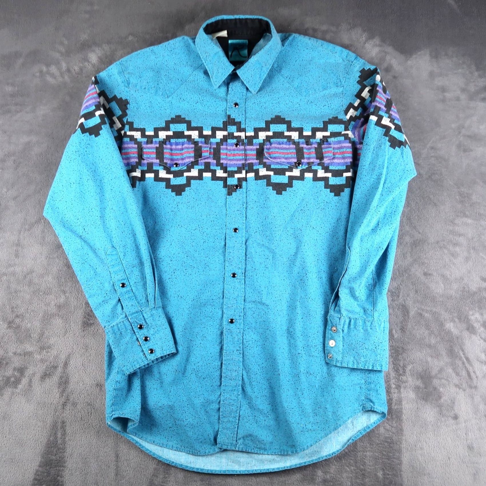 Roper VINTAGE Roper Shirt L Blue Aztec Geometric 90s Western Cowboy USA Mens Button-Up Snap XL? Size US L / EU 52-54 / 3 - 2 Thumbnail