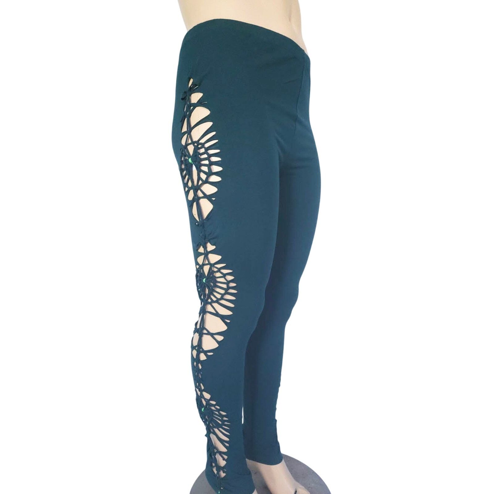 Other EMERALD VINES- 3XL - Leggings - Deep Green w/ Cute Side Cuts Size 42" / US 20 - 3 Thumbnail