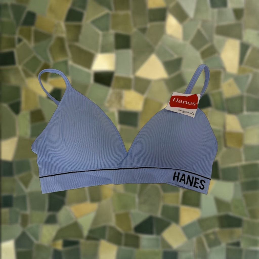 Hanes Womens Bra 2Xl Blue Ribbed Padded Wireless Adjustable Mht004 Nwts Shirt Bra Womens 2Xl Blue