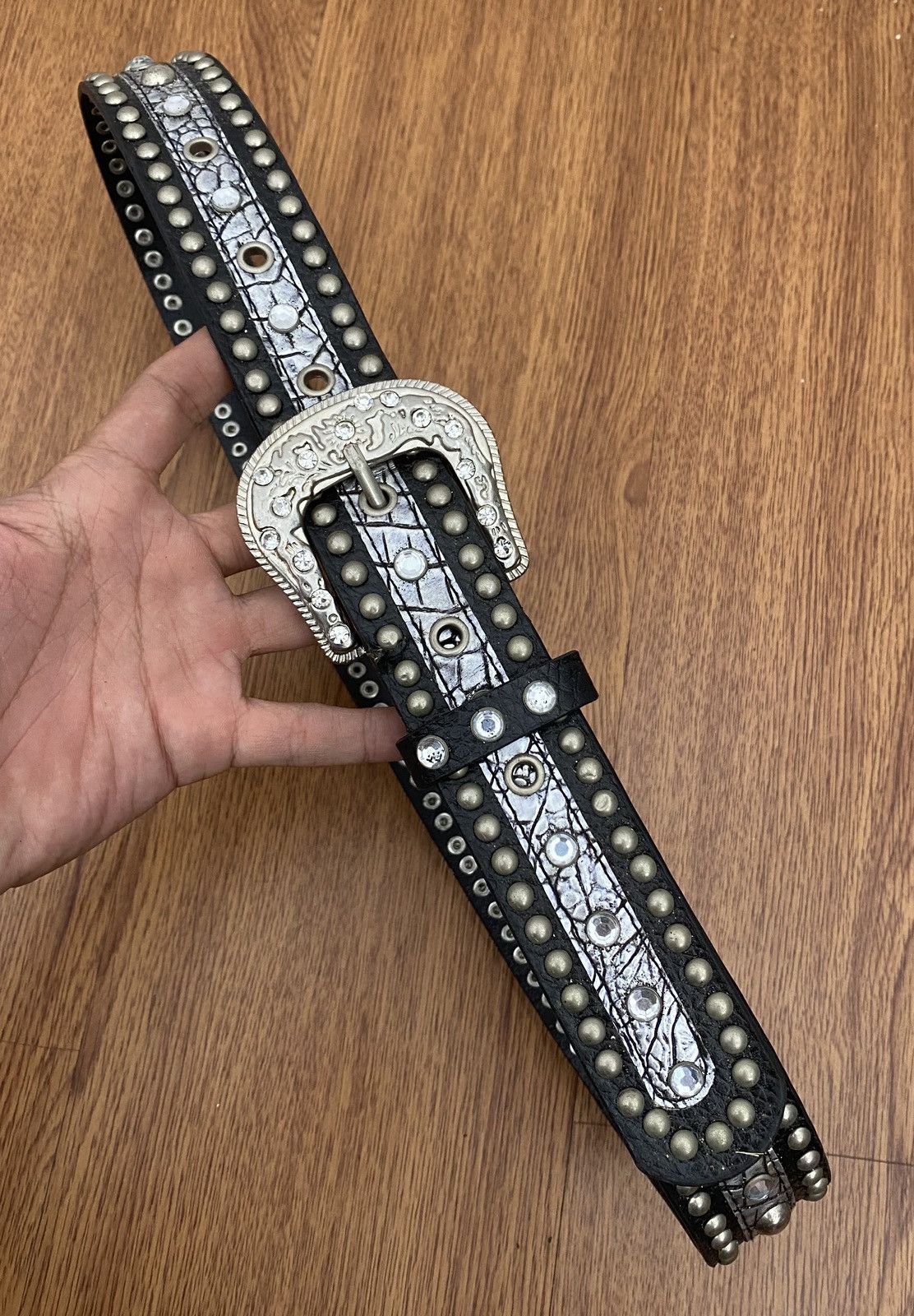If Six Was Nine Silver black studded belt Size ONE SIZE - 3 Thumbnail