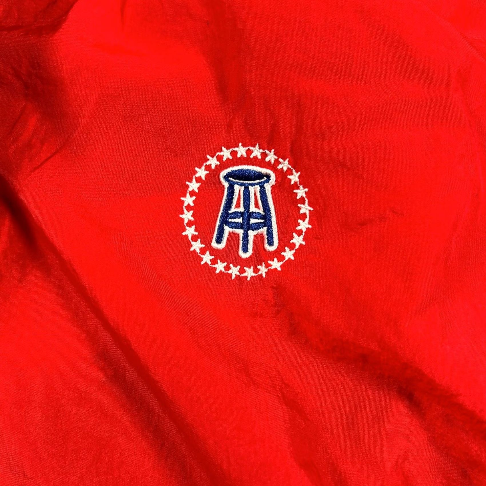Vintage Barstool Sports Windbreaker Jacket Mens Large Red Blue Nylon Mock Neck Full Zip Size US L / EU 52-54 / 3 - 4 Thumbnail
