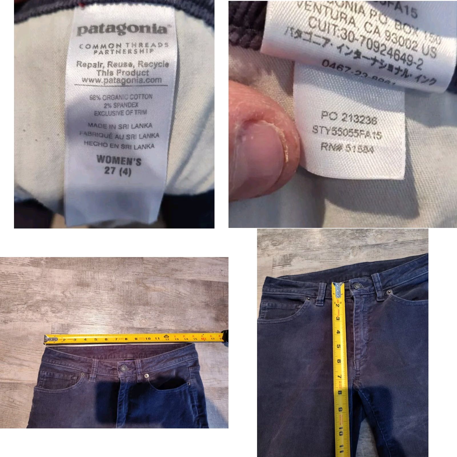 Patagonia Patagonia Corduroy Pants Womens 27 Slim Fit Skinny 55055 Organic Cotton VGUC Blue/Gray Size 27" / US 4 / IT 40 - 8 Thumbnail