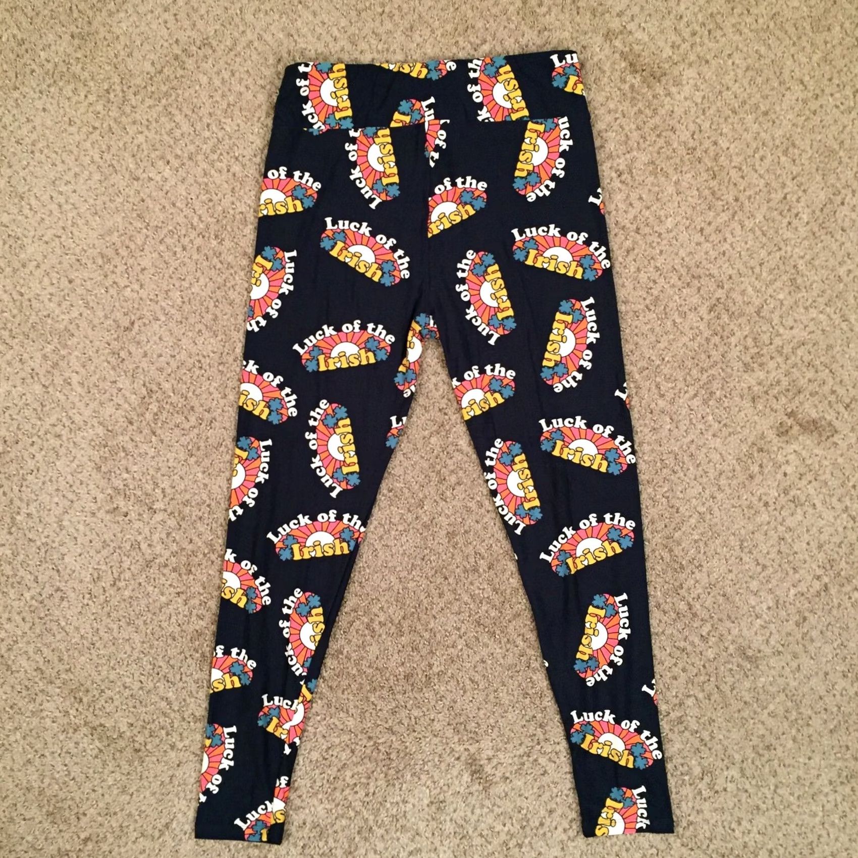 Vintage LuLaRoe Leggings Tall & Curvy TC Blue Luck Of The Irish NWOT Size 24" / US 00 / IT 34 - 6 Thumbnail