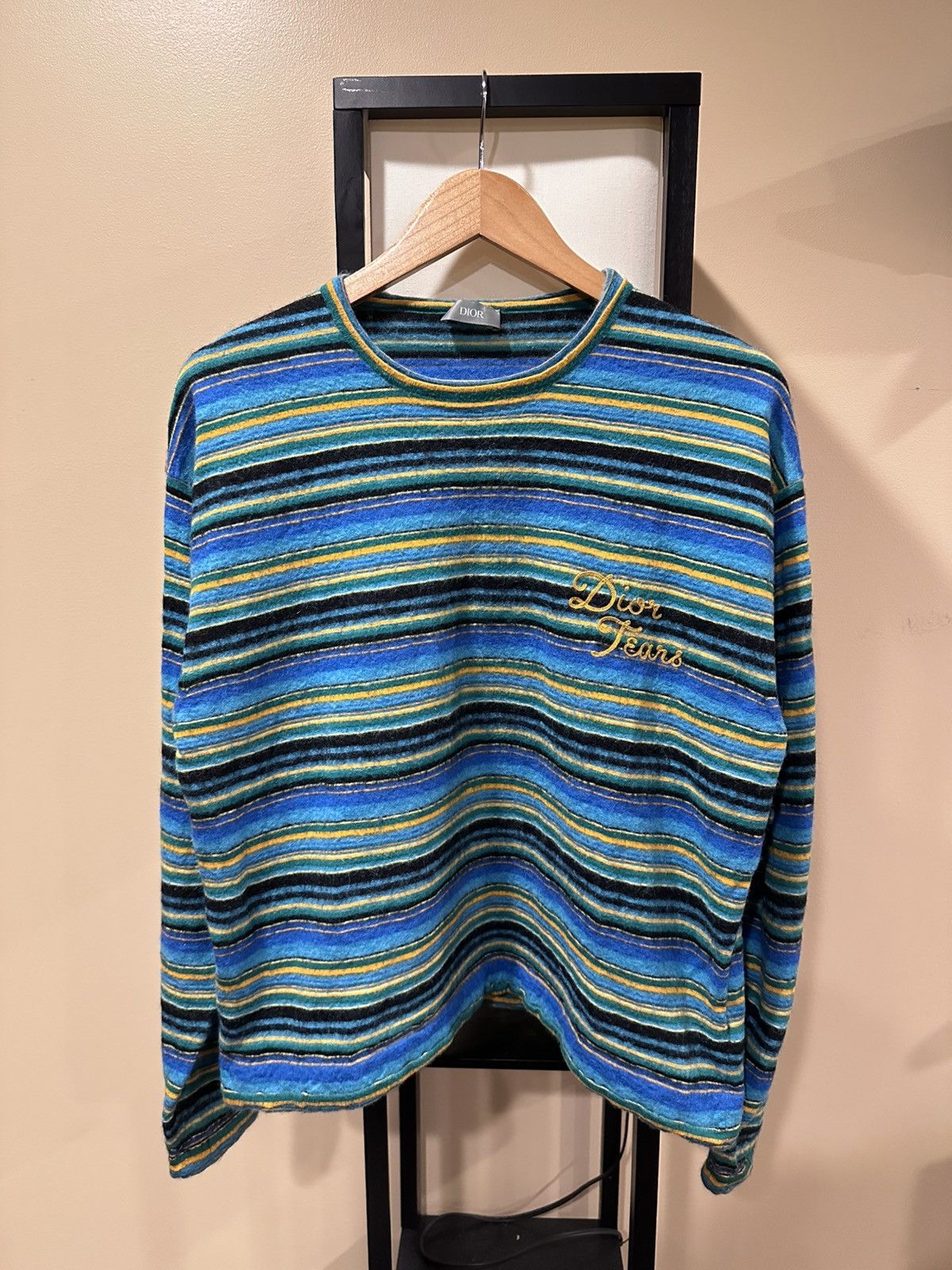 DENIM TEARS × Dior Dior x Denim Tears FW23 Blue/Yellow Striped Knit Sweater Size US M / EU 48-50 / 2 - 19 Thumbnail