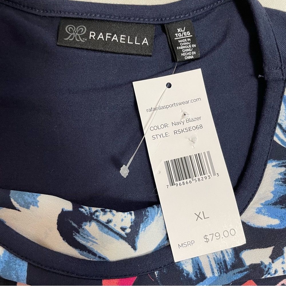 Other NWT New Rafaella Mix Media Floral 3/4 Sleeve Top Size XL Size XL / US 12-14 / IT 48-50 - 8 Thumbnail