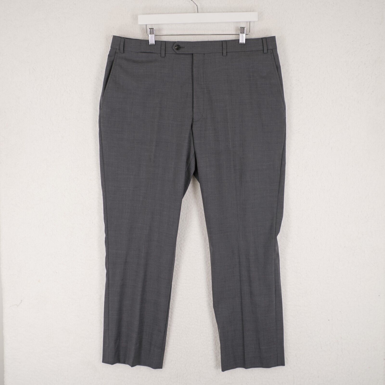 Hart Schaffner Marx Hart Schaffner Marx Wool Spandex Gray Flat Front Mid Rise Dr Size 38R - 1 Thumbnail