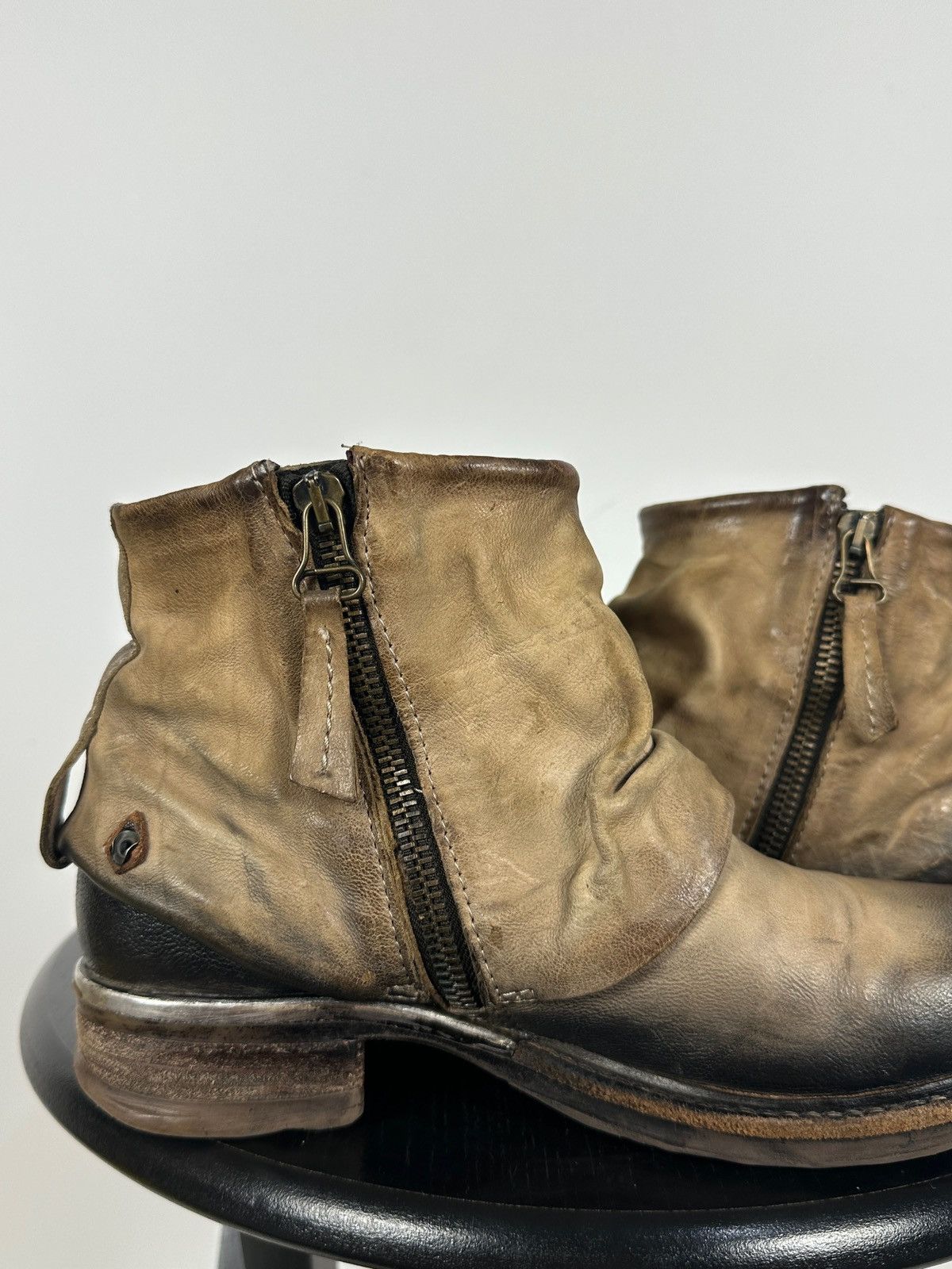 A.S.98 A.S.98. Airstep Distressed Leather Biker Ankle Boots Size US 6 / IT 36 - 17 Thumbnail