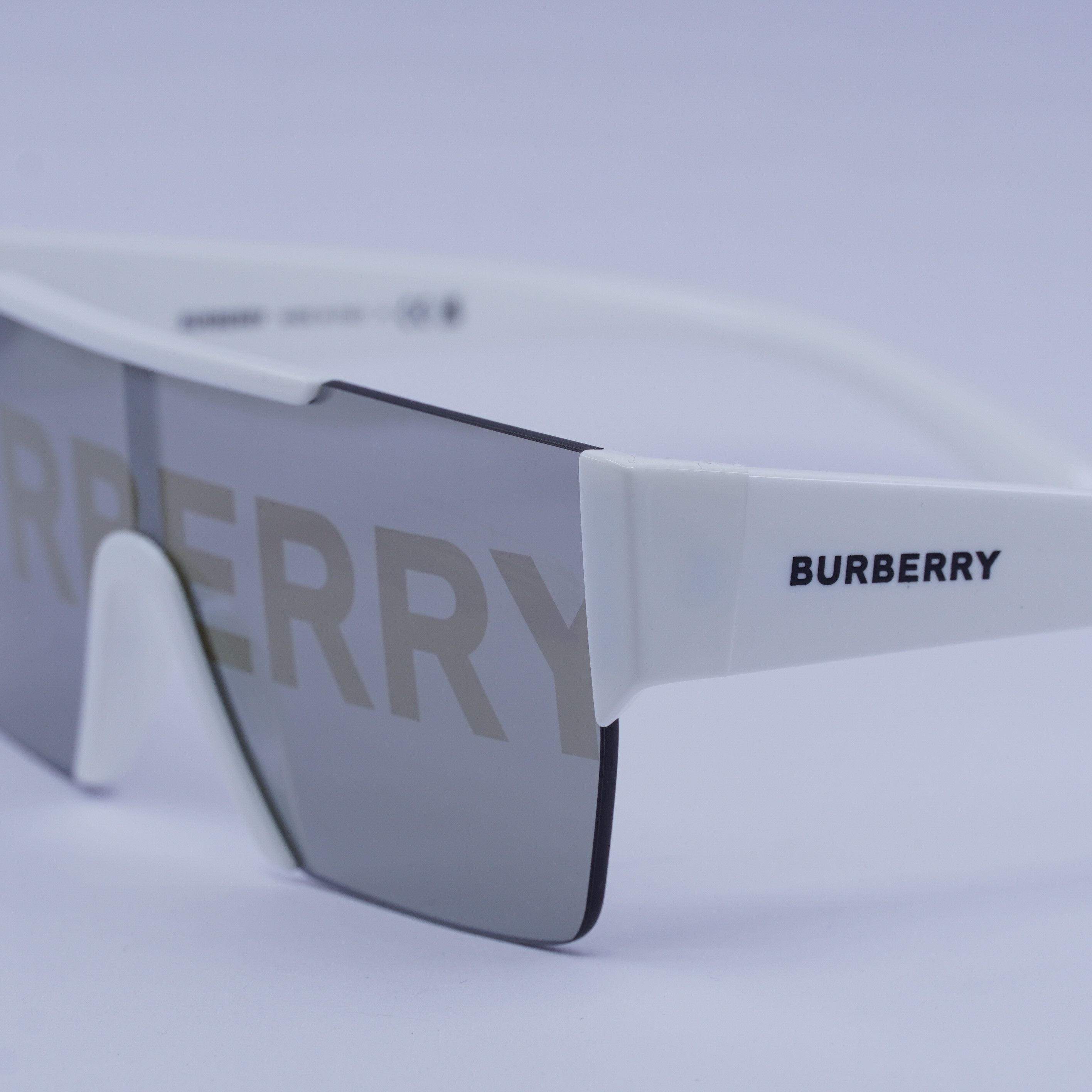 Burberry Burberry BE4291 3007/H Sunglasses White Shield Frame Size ONE SIZE - 8 Thumbnail