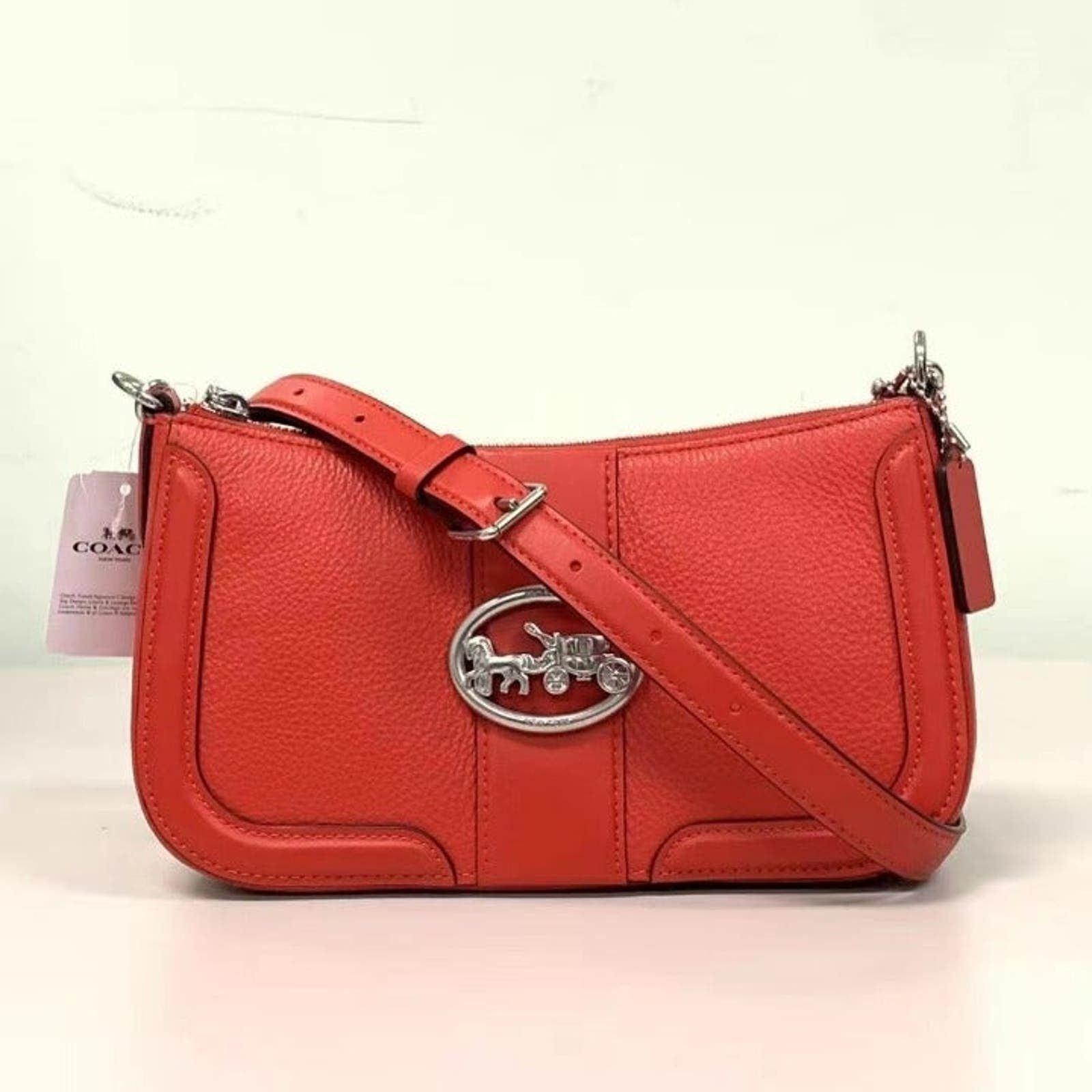 image of Coach 5500 Georgie Baguette Bright Poppy in Red, Women's