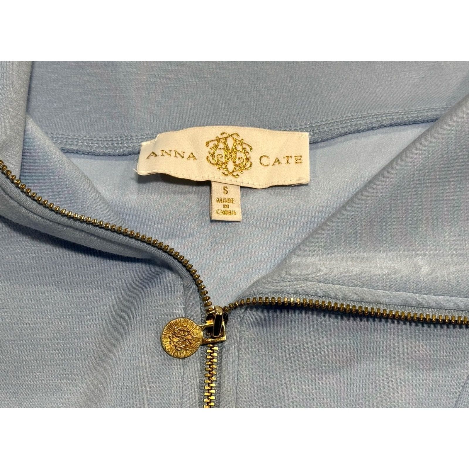 Vintage Anna Cate Josie Short Sleeve Half-Zip Knit Sweatshirt Blue S Womens Pullover Activewear Size S / US 4 / IT 40 - 4 Thumbnail