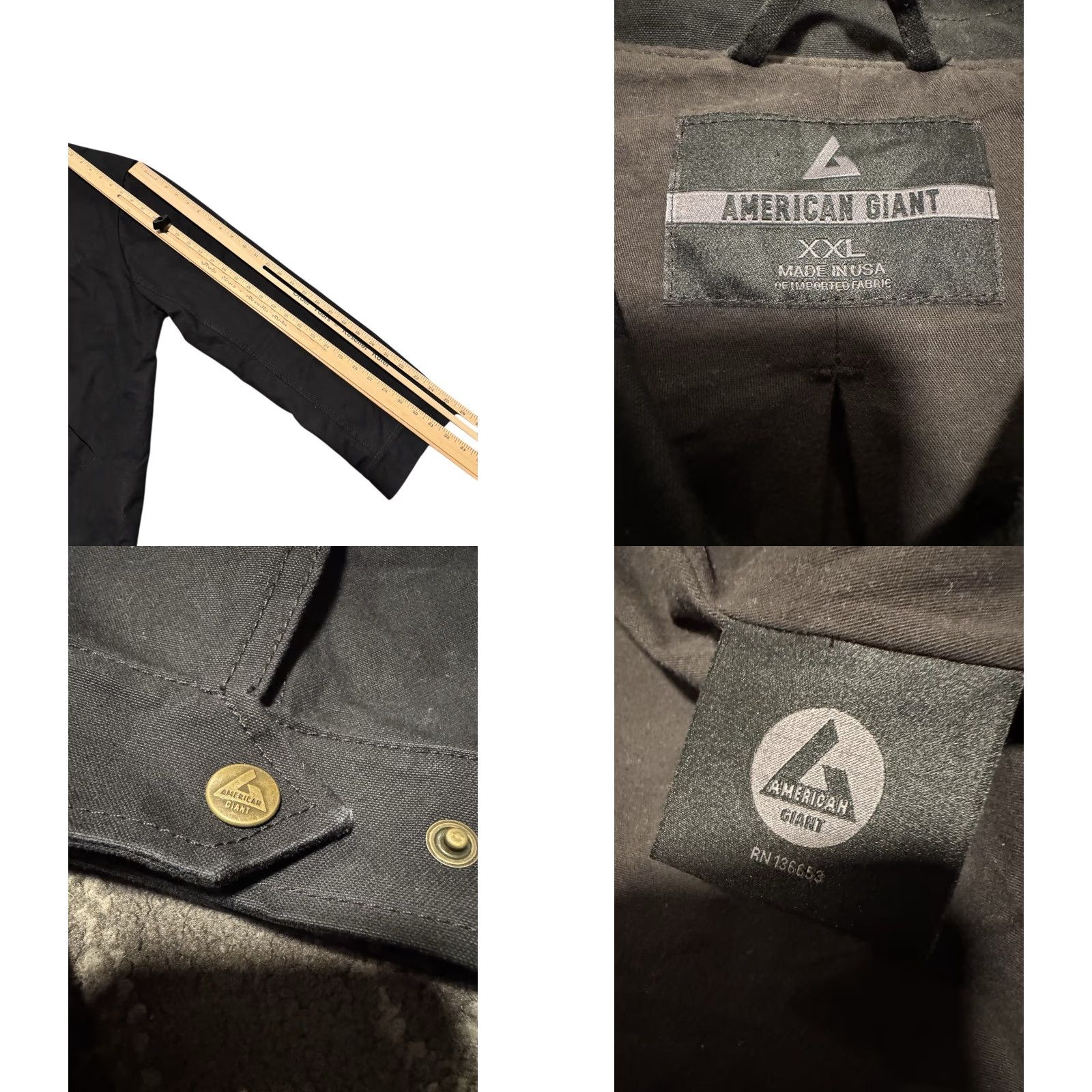Vintage American Giant Roughneck Mechanics Jacket Mens XXL Black Canvas Zip Chore USA Size US XXL / EU 58 / 5 - 10 Thumbnail