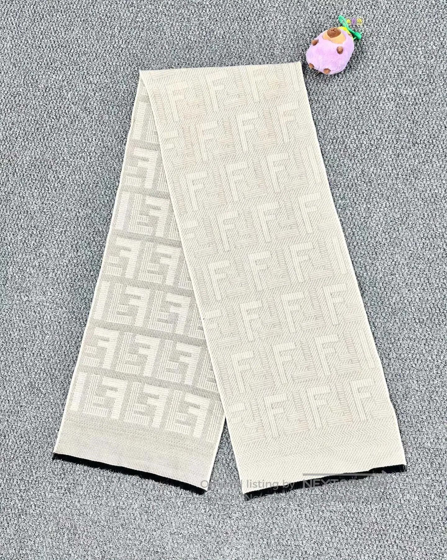 Fendi FENDI Grey Monogrammed Logo Fuzzy Scarf| Size ONE SIZE - 1 Thumbnail