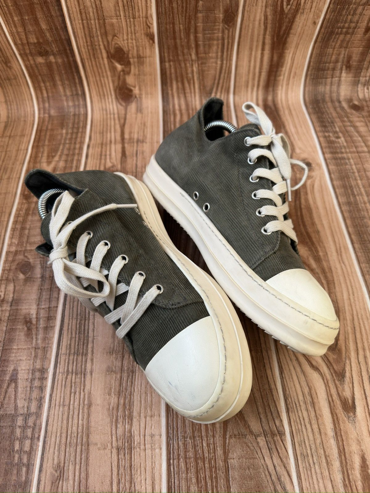 Rick Owens Rick Owens ‘DRKSHDW’ Army Dust Green Lowtops Size US 7.5 / EU 40-41 - 8 Thumbnail
