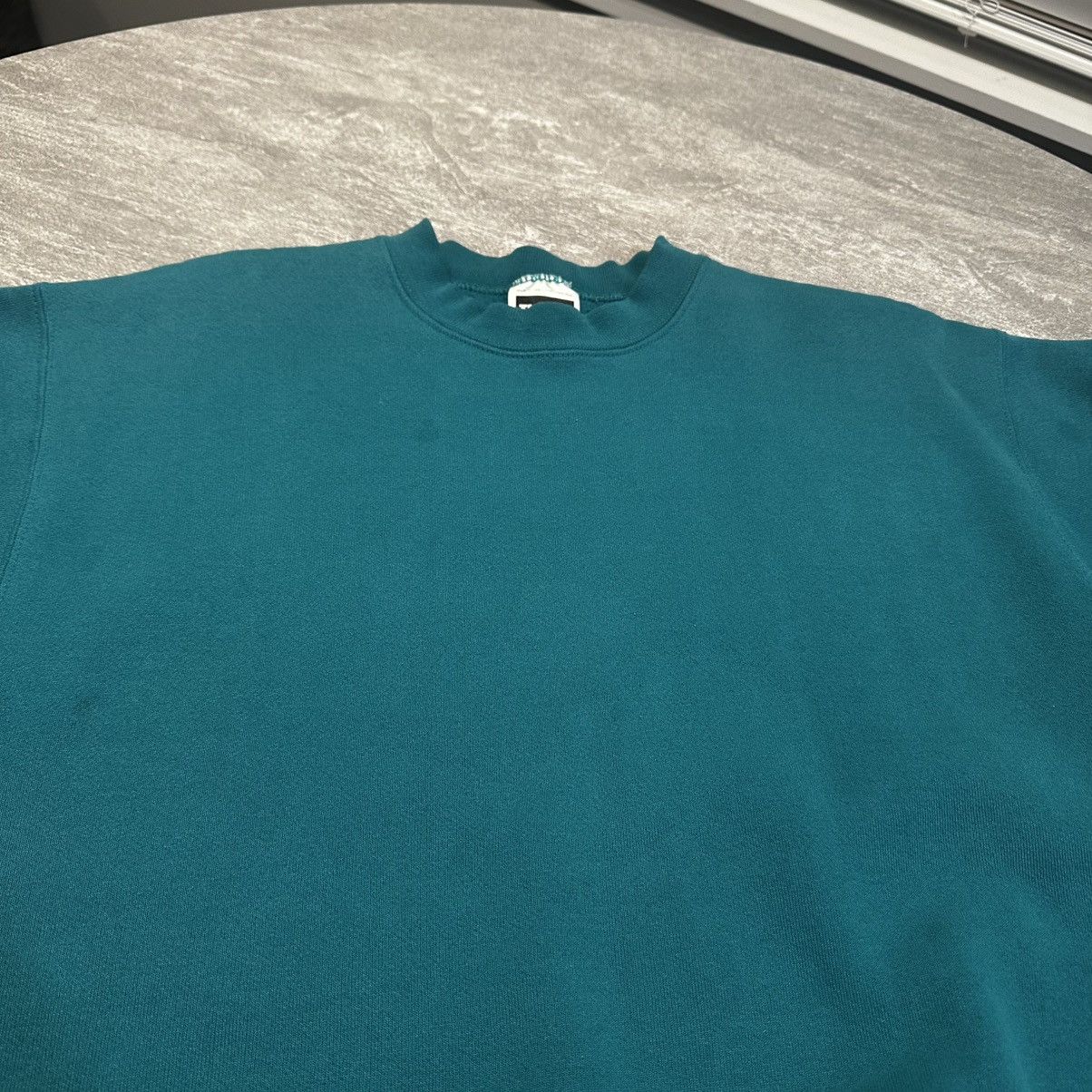 Tultex × Vintage Vintage Tultex Made in USA Crewneck Sweatshirt Blank Teal Size US L / EU 52-54 / 3 - 2 Thumbnail