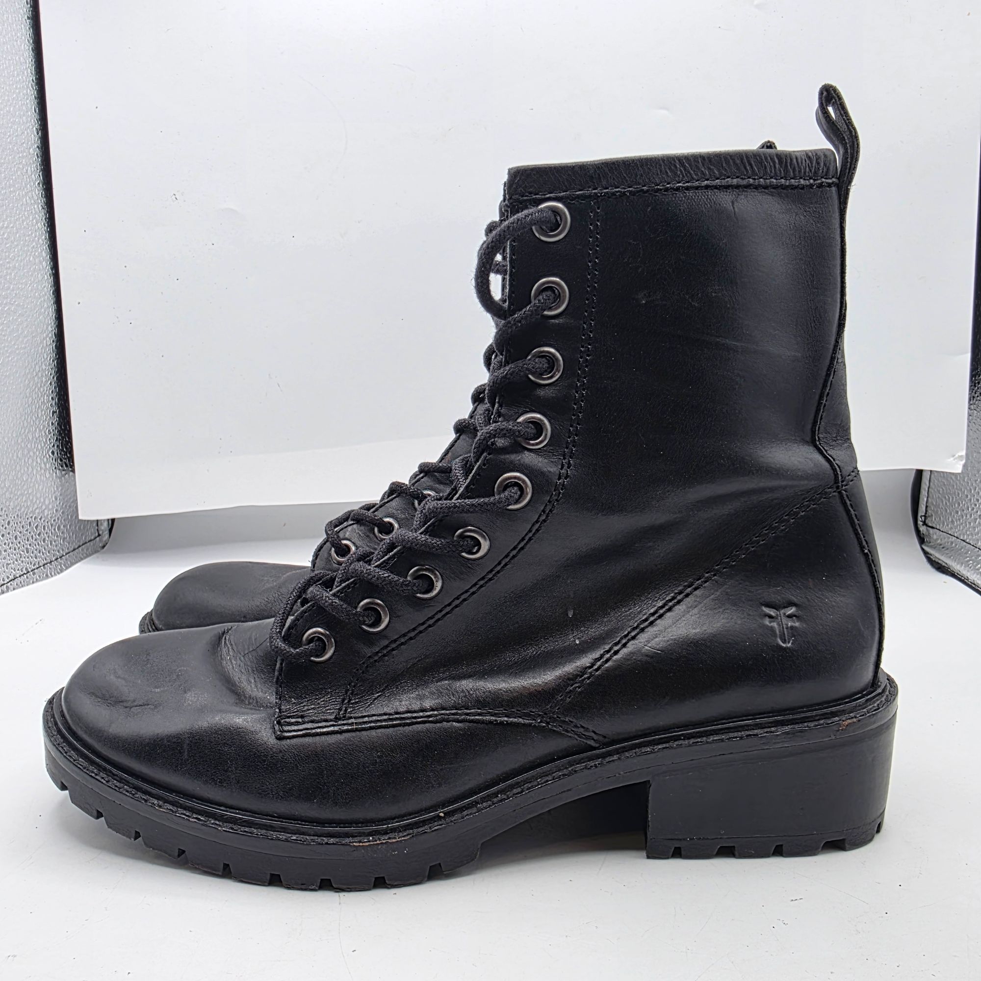 Frye Frye Foster Lace Up Combat Boots Womens Size 7 Black Party G Size US 7 / IT 37 - 13 Thumbnail