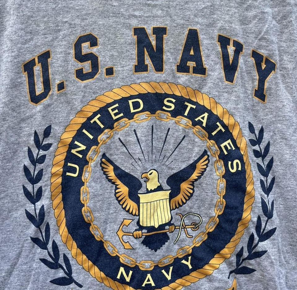 Vintage Vintage US Navy T-Shirt Gray Bayside Made In USA Large Size US XL / EU 56 / 4 - 3 Thumbnail