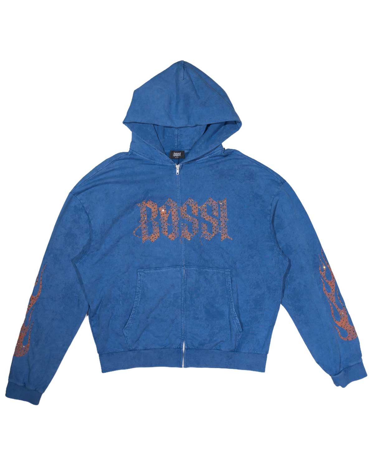 Hugo Boss Bossi Vintage Rhinestone Hoodie Blue/Orange Size US XXL / EU 58 / 5 - 1 Thumbnail